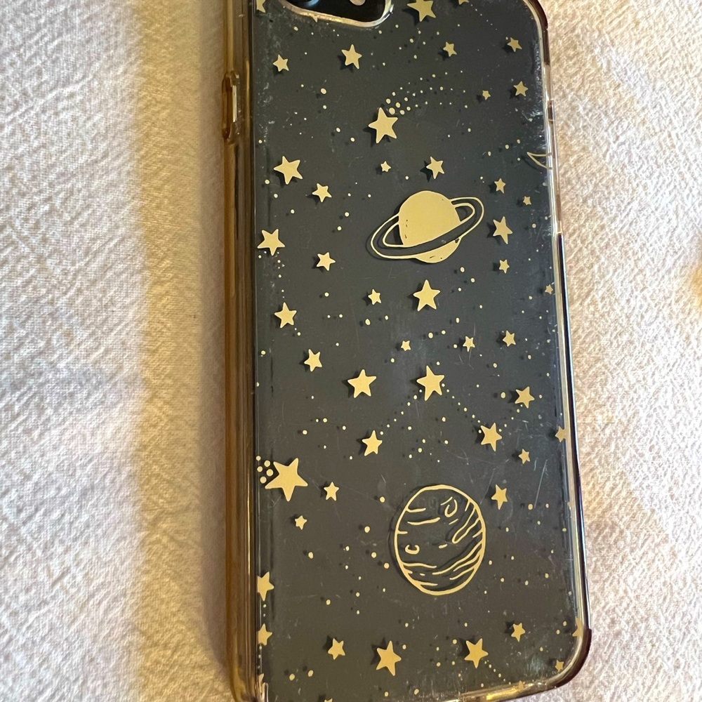iPhone 7/8 clear protective phone case with gold stars and planets